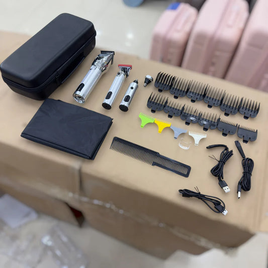 Imported Metal Body 3 in 1 Grooming Kit 985 – Hair & Beard Trimmer Set with 16 Combs