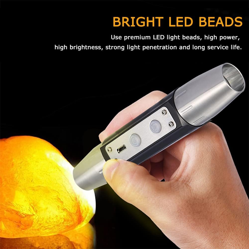 Rechargeable 4-Light Source Gemstone & Jade Inspection Flashlight – Professional Jewelry Testing LED Torch