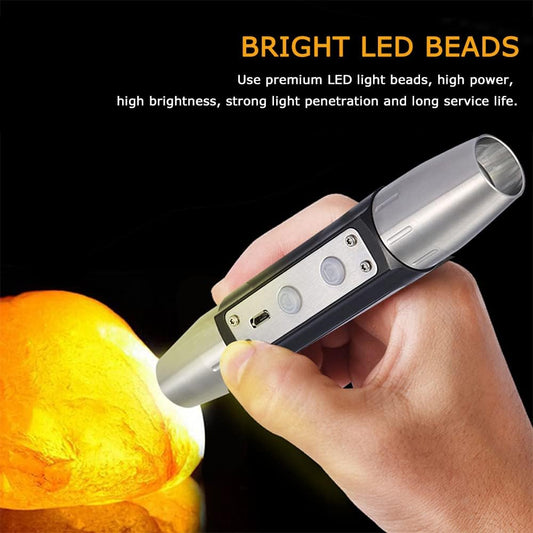 Rechargeable 4-Light Source Gemstone & Jade Inspection Flashlight – Professional Jewelry Testing LED Torch