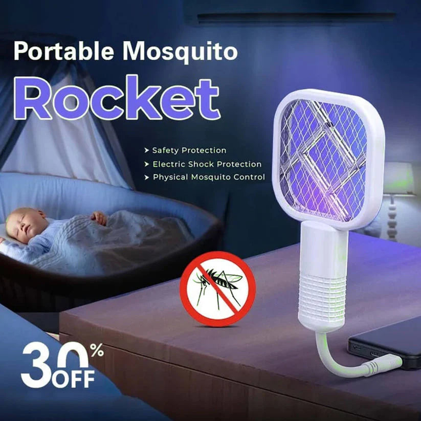 Mosquito Killer Racket Lamp – Pocket Size USB Rechargeable 2-in-1 Device |