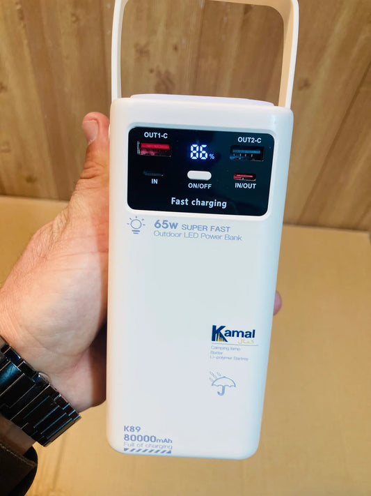 Kamal  30000mAh Power Bank KPB30 -Speed Backup with LED Lamp |