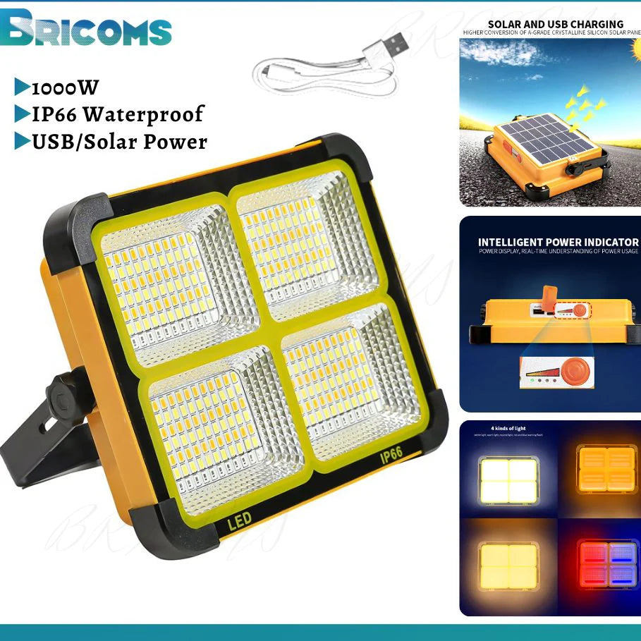 Rechargeable Solar LED Light – 300w/600W, 15000MAH,power bank & Waterproof 💡🔋