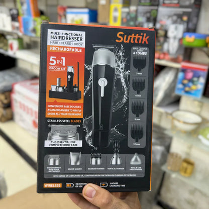 Suttik 5-in-1 Professional Grooming Kit for Men – Beard, Hair, Nose & Body Trimmer Set | All-in-One Personal Care Machine