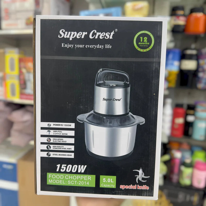 Super Crest SCT-2014 5L Food Chopper – 1500W Heavy Duty Electric Grinder