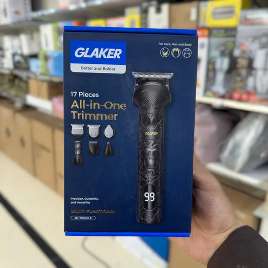 Glaker 17-in-1 Beard Trimmer & Grooming Kit for Men – Cordless Hair Clipper, Electric Razor, Nose & Ear Hair Trimmer | JM-700UU-6