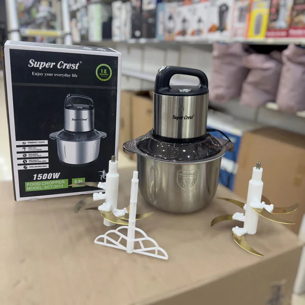 Super Crest SCT-2014 5L Food Chopper – 1500W Heavy Duty Electric Grinder