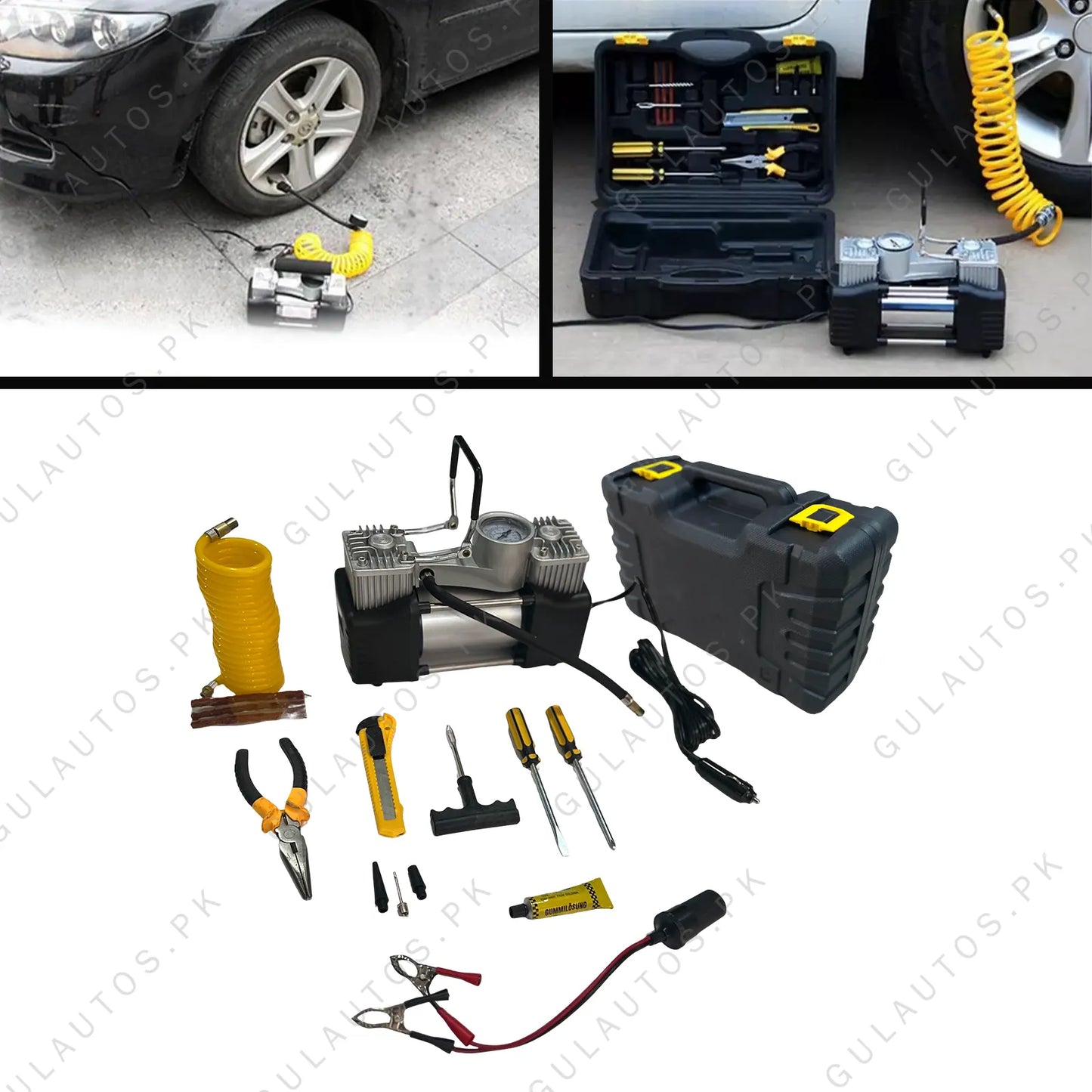 Imported Air Compressor Dual Cylinder Full Kit with Box – Heavy Duty 12V Auto Tyre Inflator Pump