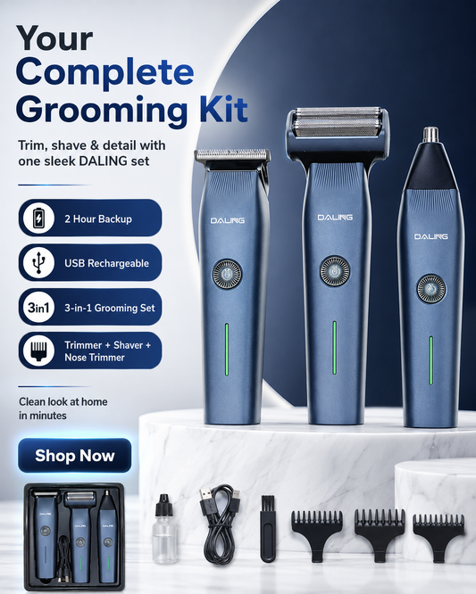 Daling DL-9218 3-in-1 Rechargeable Hair Clipper & Shaver – Compact & Powerful