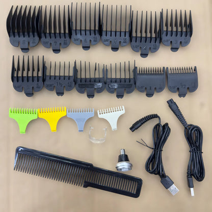 Imported Metal Body 3 in 1 Grooming Kit 985 – Hair & Beard Trimmer Set with 16 Combs