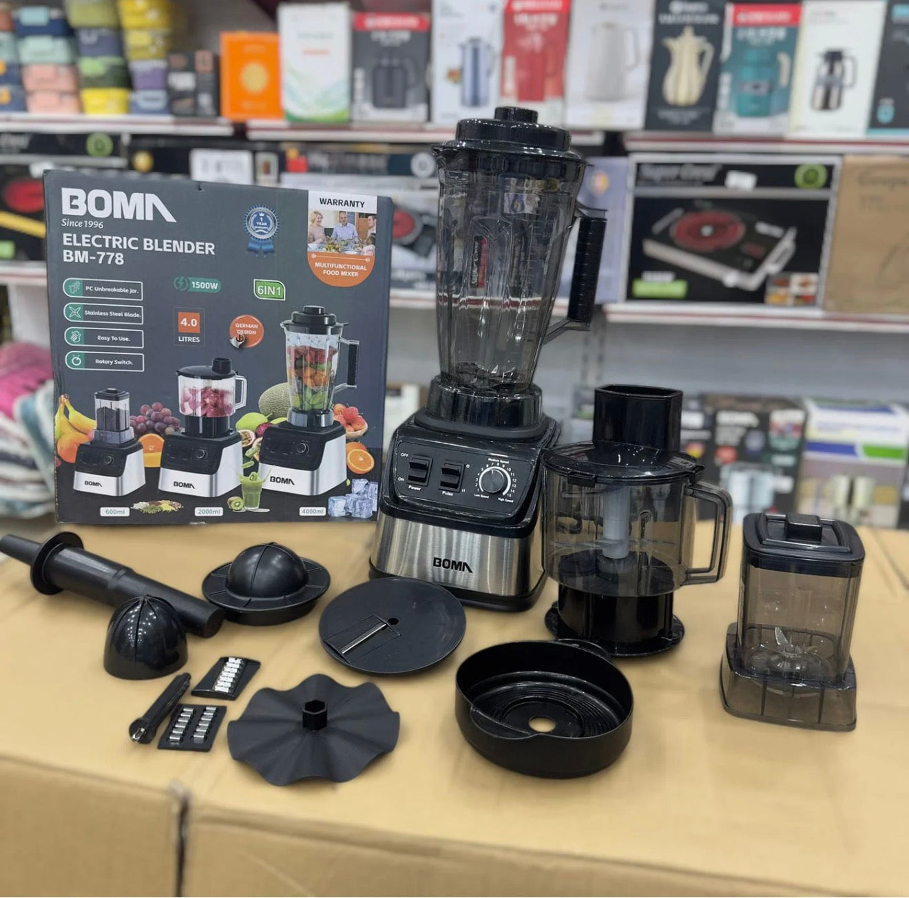 Boma BM-778 6-in-1 Electric Blender Set – 4L Heavy Duty Kitchen Machine |