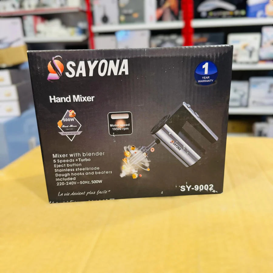 Sayona SY-9002 Hand Mixer – 5-Speed with Turbo Function | AwamiImport.com