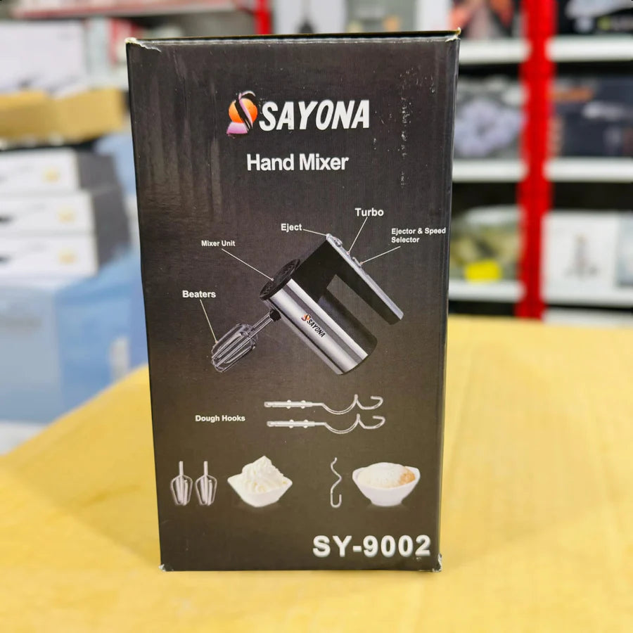 Sayona SY-9002 Hand Mixer – 5-Speed with Turbo Function | AwamiImport.com
