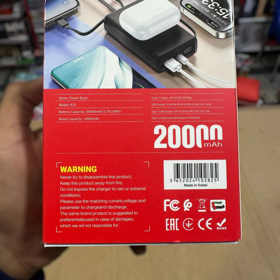 Magnetic Wireless 20000mAh Kamal Power Bank K25 – Fast & Smart Charging | AwamiImport.com