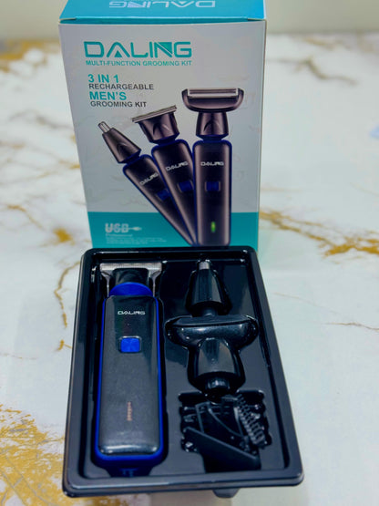 "DALING DL‑9236 3‑in‑1 Rechargeable Grooming Kit – Hair, Beard & Body Trimmer | AwamiImport.com"