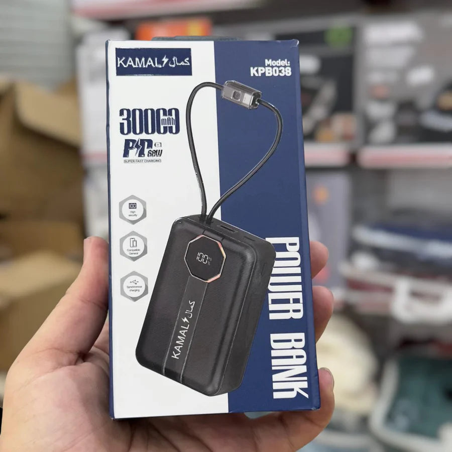Kamal 30000mAh Compact Power Bank KPB038 – High Capacity Portable Backup | MADE IN DUBAI