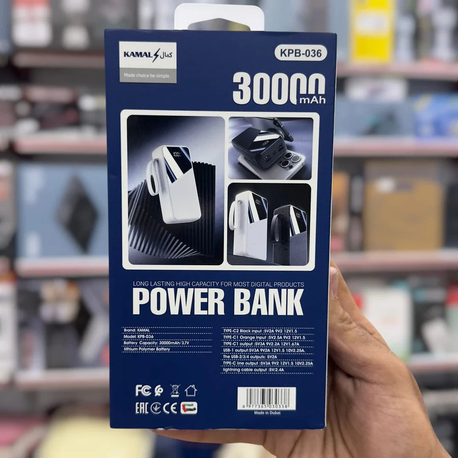 Kamal 45W 30000mAh Power Bank KPB-036 | Made in Dubai 🇦🇪 | Ultra Fast Charging Backup
