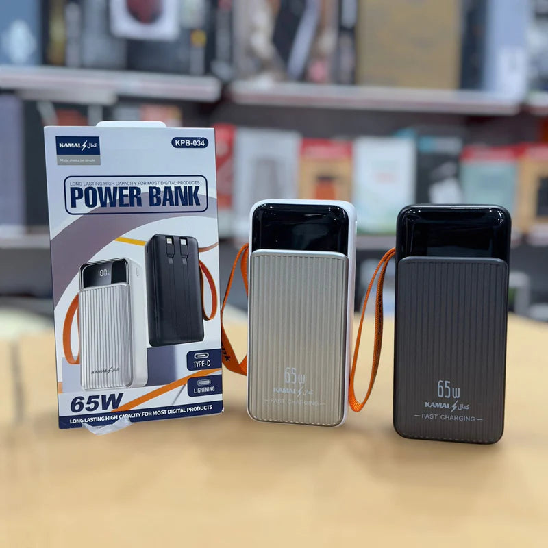 Kamal 65W Super Fast Charging 30000mAh Power Bank KPB-034 – PD Laptop Support |