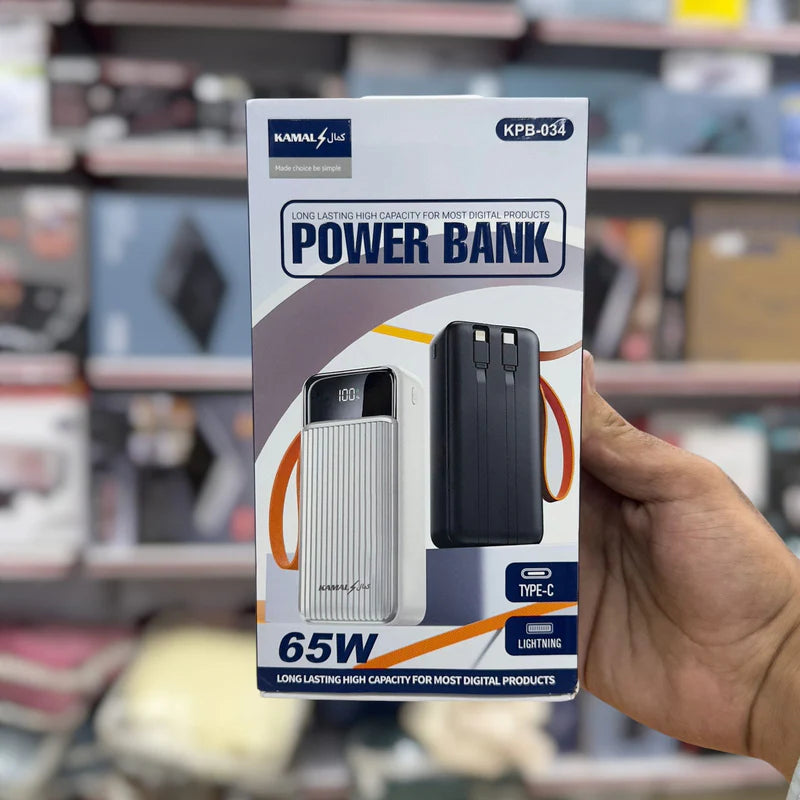 Kamal 65W Super Fast Charging 30000mAh Power Bank KPB-034 – PD Laptop Support |