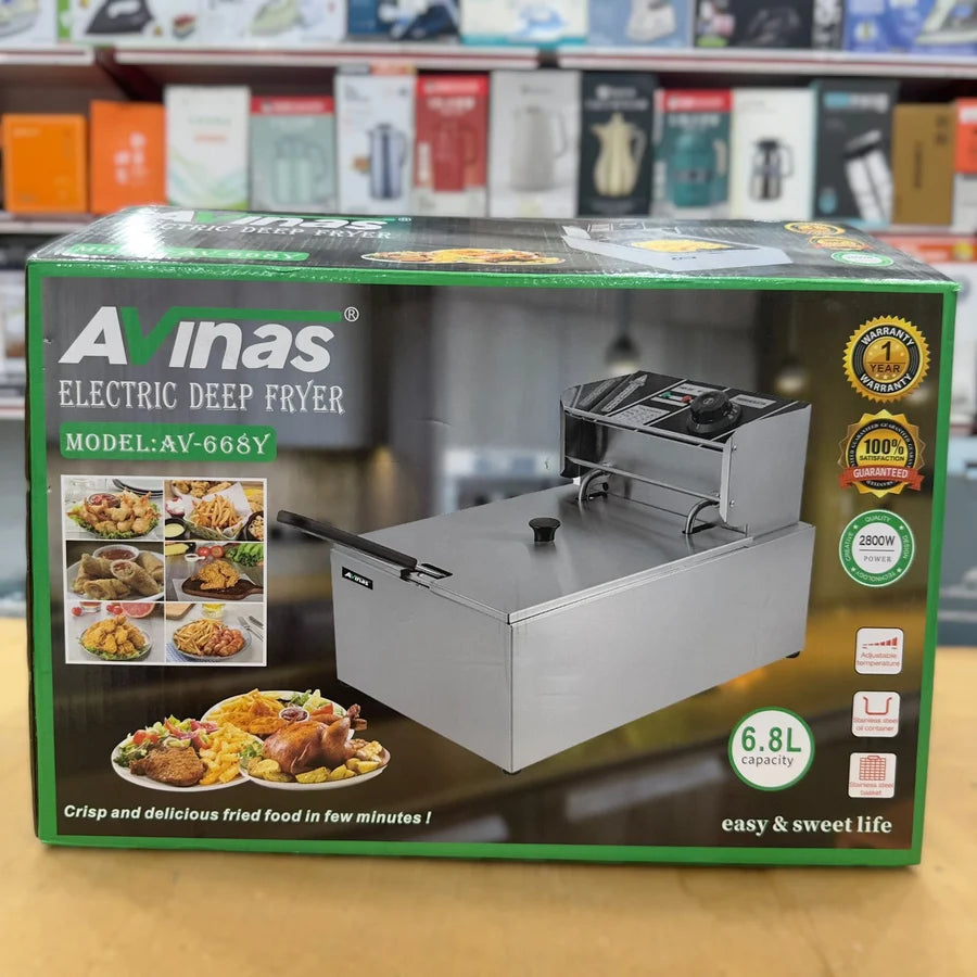 Avinas AV-668Y 6.8L Electric Deep Fryer – Large Capacity Frying for Home & Commercial Use