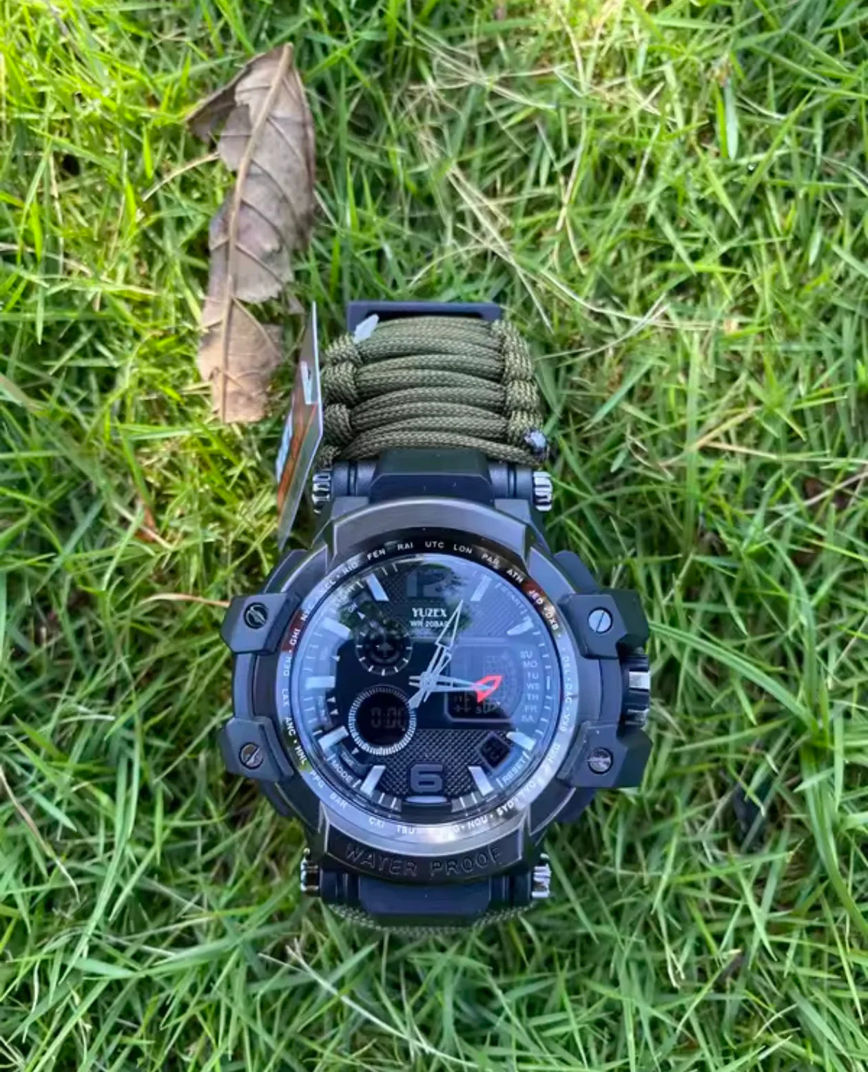 Russian G-3 Yuzex 6-in-1 Outdoor Survival Paracord Watch – Waterproof Military Survival Bracelet with Compass, Fire Starter & Whistle