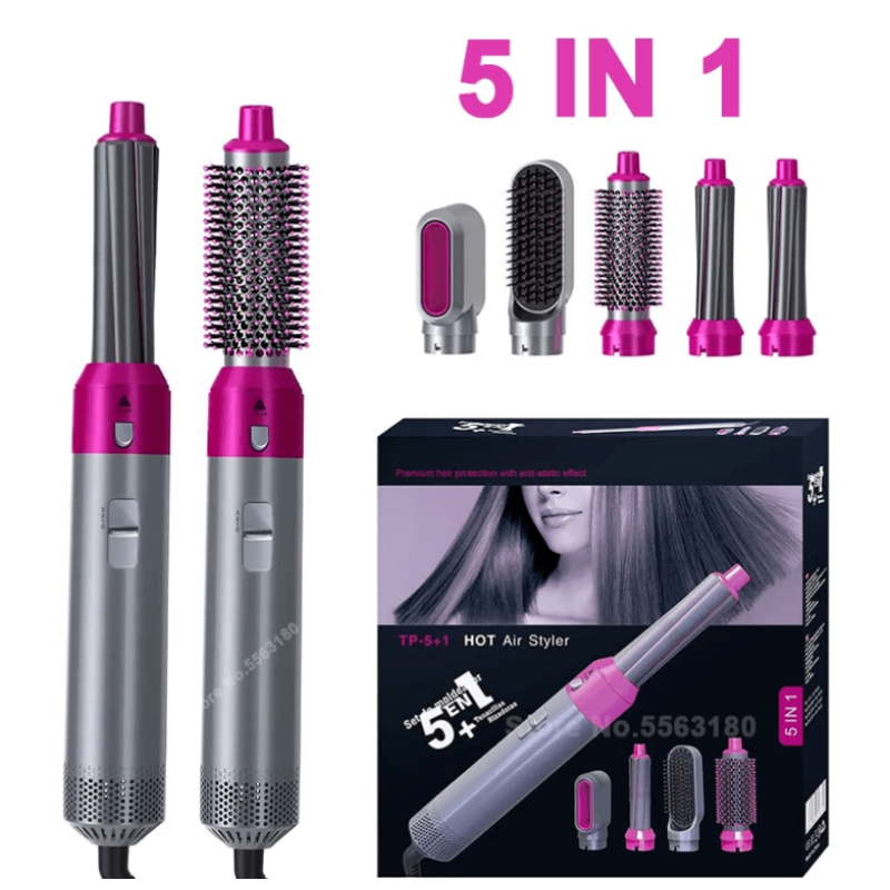 5-in-1 Multifunctional Hot Air Styler for Women – Hair Dryer, Straightener, Curler & Volumizing Air Brush | AwamiImport.com