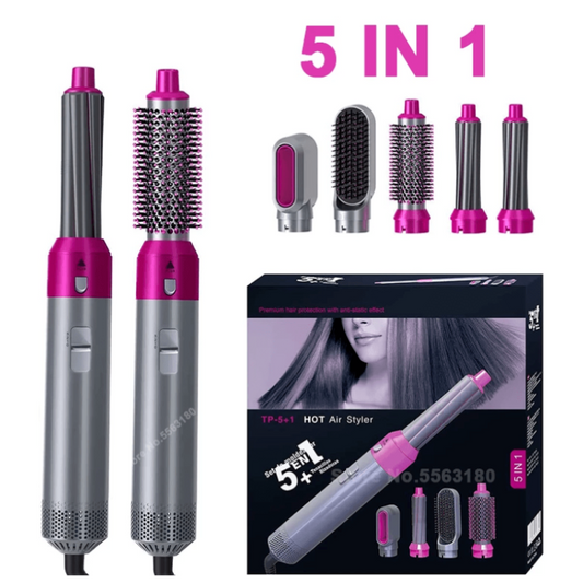 5-in-1 Multifunctional Hot Air Styler for Women – Hair Dryer, Straightener, Curler & Volumizing Air Brush | AwamiImport.com
