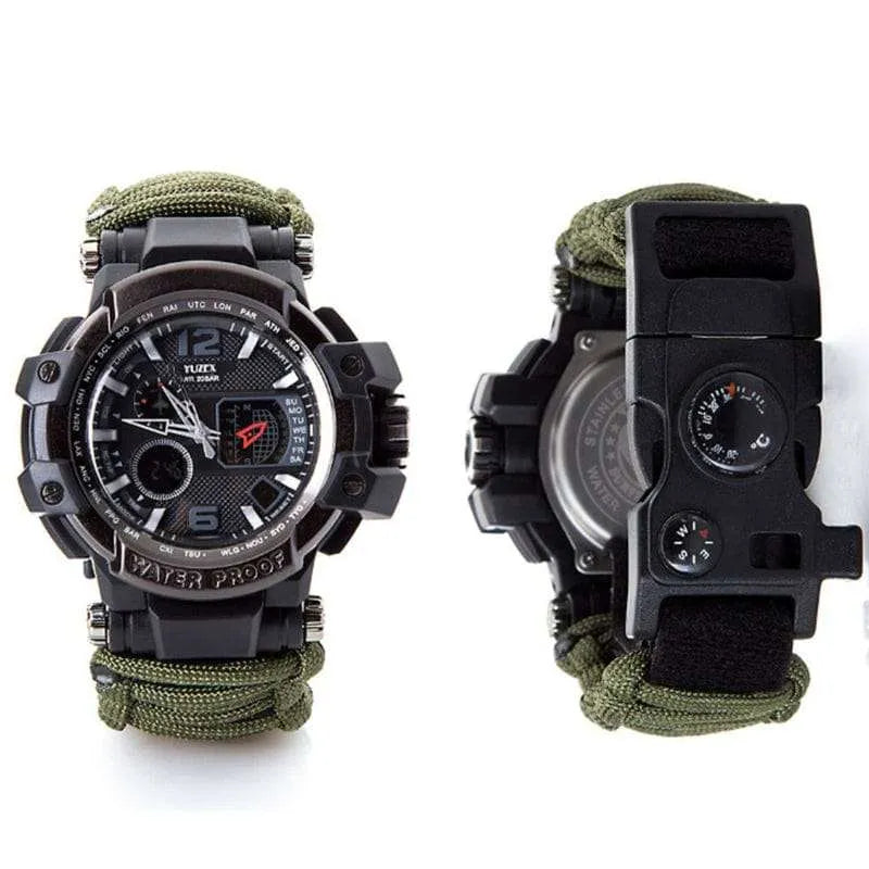 Russian G-3 Yuzex 6-in-1 Outdoor Survival Paracord Watch – Waterproof Military Survival Bracelet with Compass, Fire Starter & Whistle