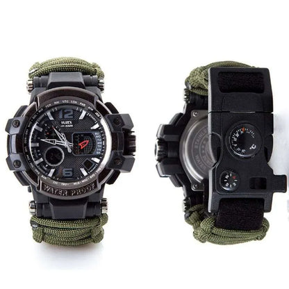 Russian G-3 Yuzex 6-in-1 Outdoor Survival Paracord Watch – Waterproof Military Survival Bracelet with Compass, Fire Starter & Whistle