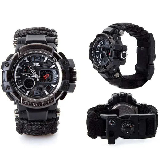 Russian G-3 Yuzex 6-in-1 Outdoor Survival Paracord Watch – Waterproof Military Survival Bracelet with Compass, Fire Starter & Whistle