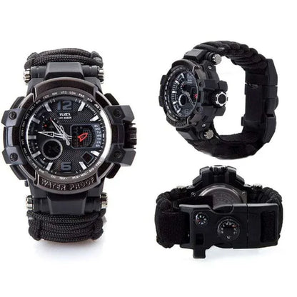 Russian G-3 Yuzex 6-in-1 Outdoor Survival Paracord Watch – Waterproof Military Survival Bracelet with Compass, Fire Starter & Whistle
