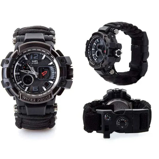 Russian G-3 Yuzex 6-in-1 Outdoor Survival Paracord Watch – Waterproof Military Survival Bracelet with Compass, Fire Starter & Whistle