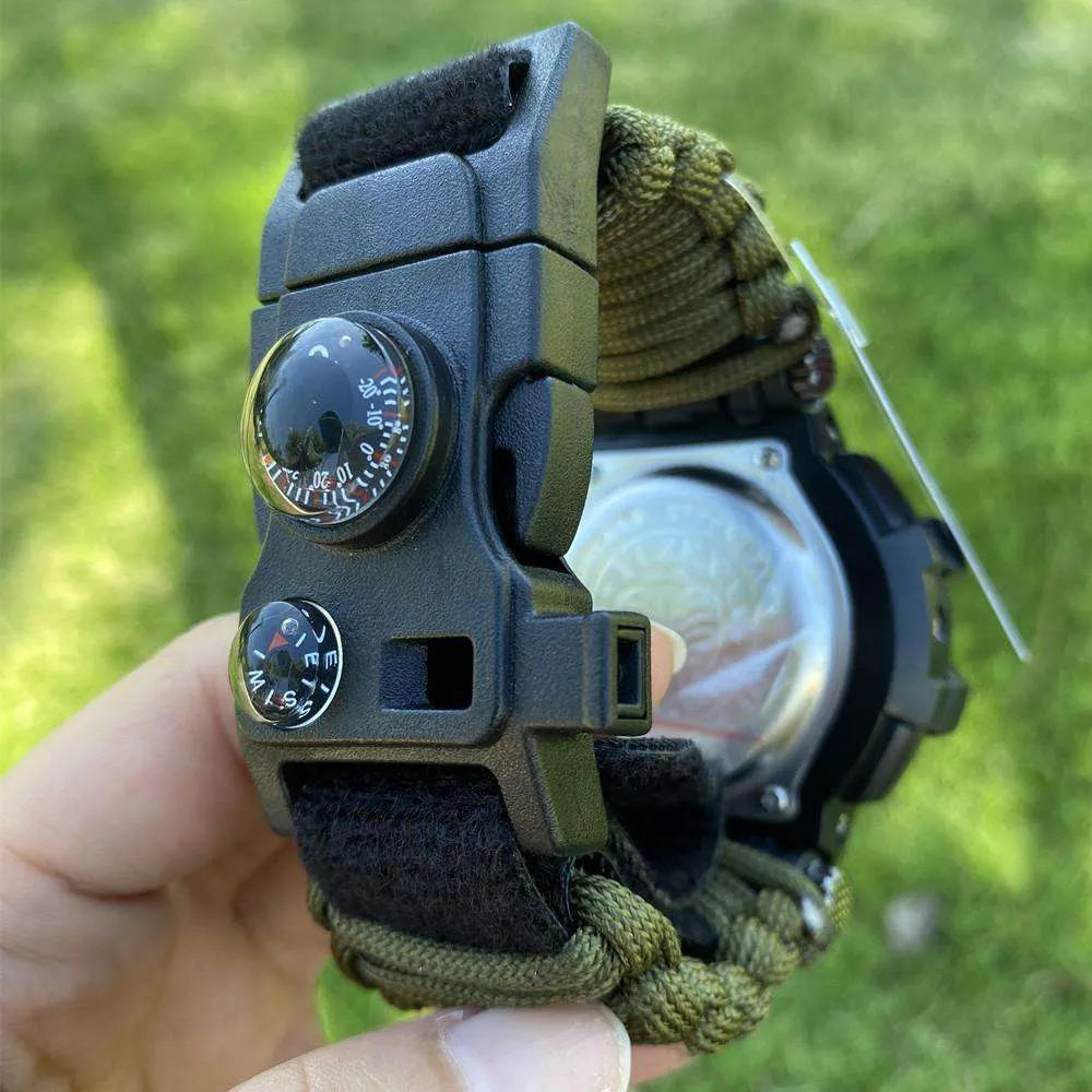 Russian G-3 Yuzex 6-in-1 Outdoor Survival Paracord Watch – Waterproof Military Survival Bracelet with Compass, Fire Starter & Whistle