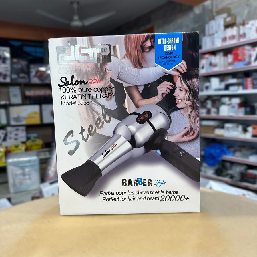 DSP Keratin Therapy Steel Hair Dryer 30387 – Powerful, Frizz-Free Styling | AwamiImport.com