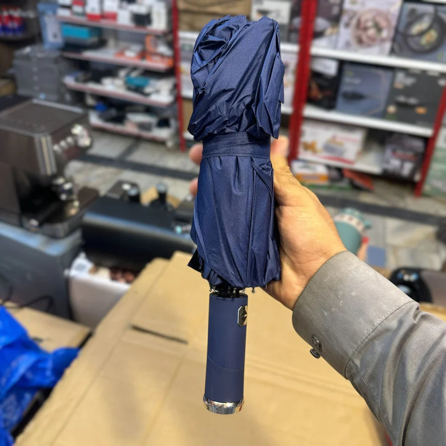 Foldable LED Automatic Umbrella with Pouch – Windproof & Stylish | AwamiImport.com