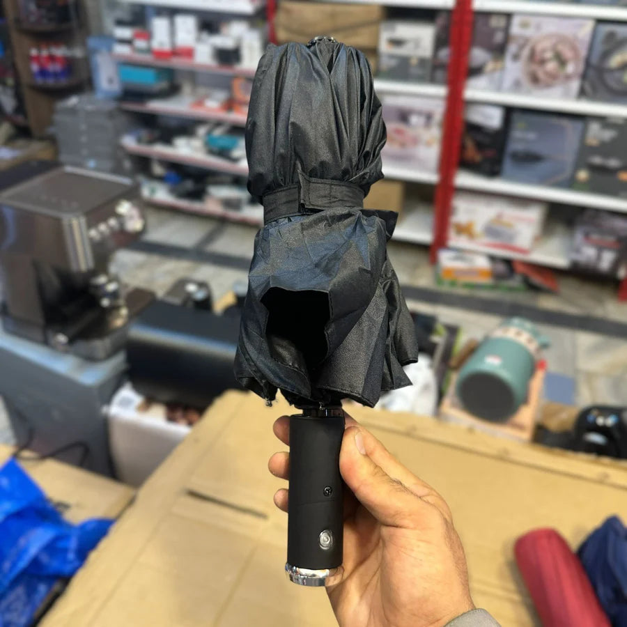 Foldable LED Automatic Umbrella with Pouch – Windproof & Stylish | AwamiImport.com