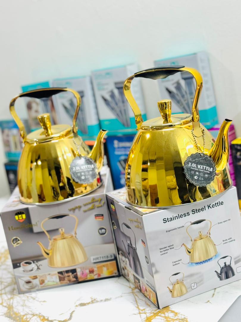 Haus Roland Premium Golden Kettle 3.0 L – Stainless Steel Whistling Tea Kettle |