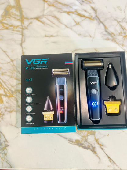 VGR V-366 3-in-1 Professional Grooming Kit – Hair Clipper, Nose Hair Trimmer & Electric Shaver| 🇦🇷 Argentina lot