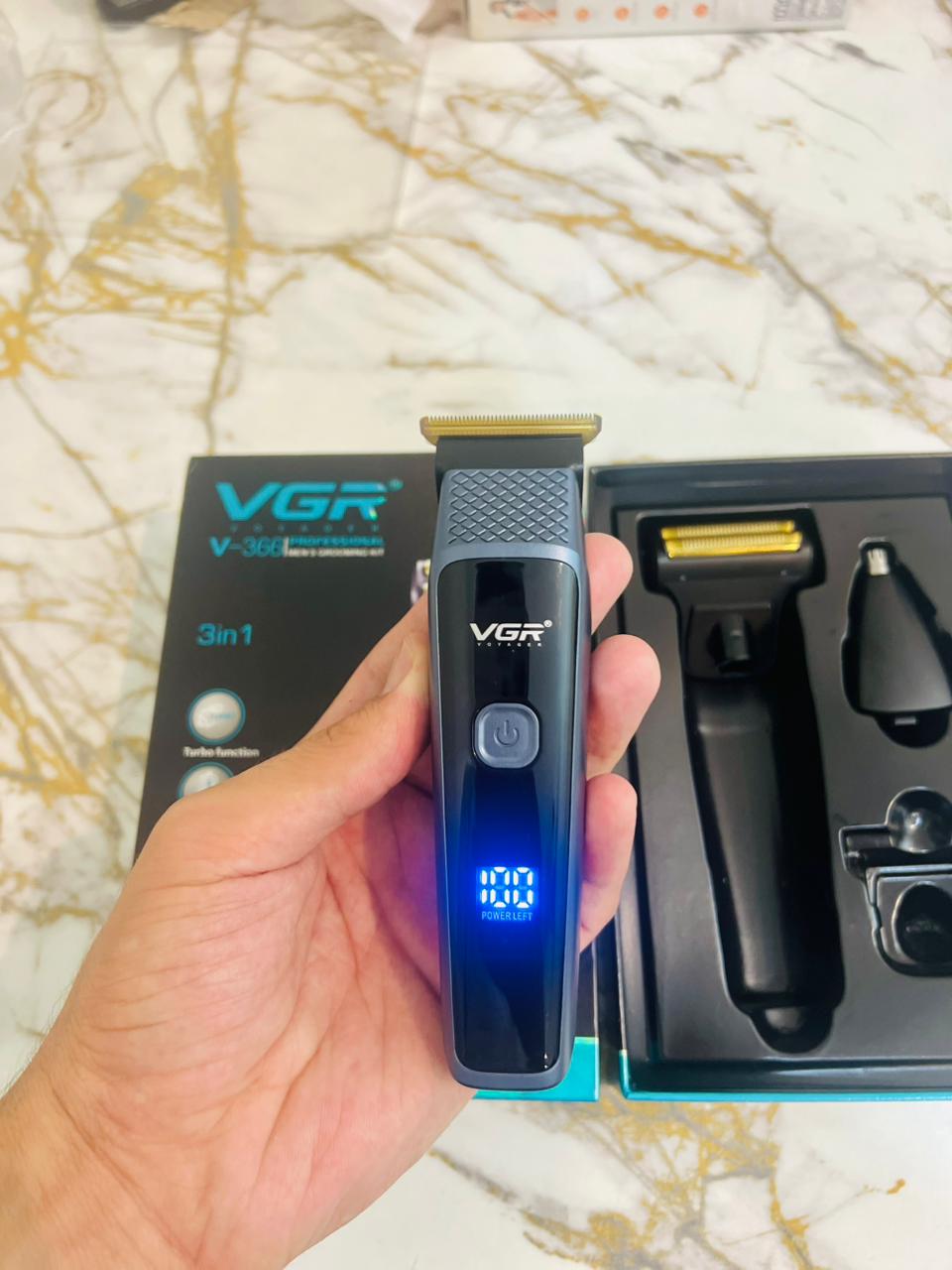 VGR V-366 3-in-1 Professional Grooming Kit – Hair Clipper, Nose Hair Trimmer & Electric Shaver| 🇦🇷 Argentina lot