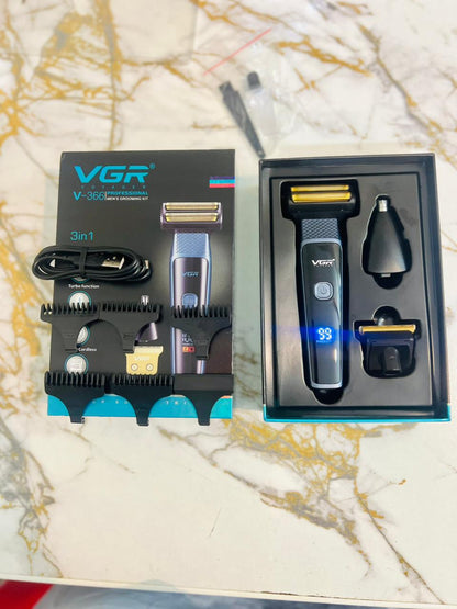 VGR V-366 3-in-1 Professional Grooming Kit – Hair Clipper, Nose Hair Trimmer & Electric Shaver| 🇦🇷 Argentina lot