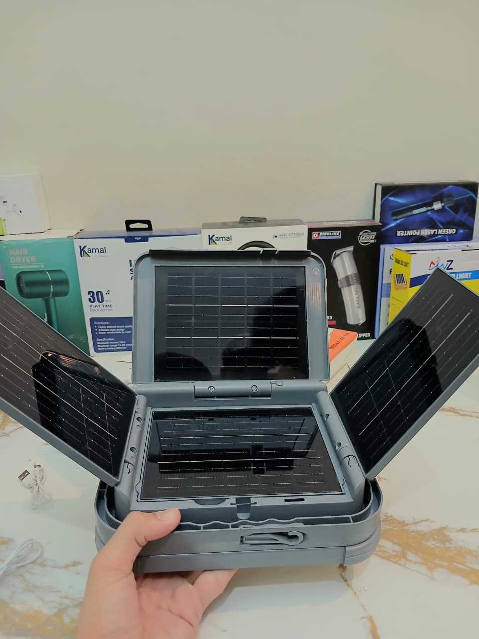 Solar LED Outdoor Light ZL-509 – 3 Solar Panels, 12000mAh Battery with LED Display & Side Flashlight |
