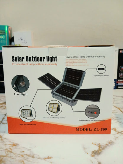 Solar LED Outdoor Light ZL-509 – 3 Solar Panels, 12000mAh Battery with LED Display & Side Flashlight |