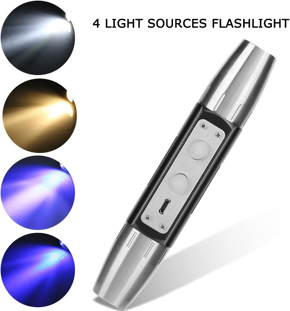 Rechargeable 4-Light Source Gemstone & Jade Inspection Flashlight – Professional Jewelry Testing LED Torch