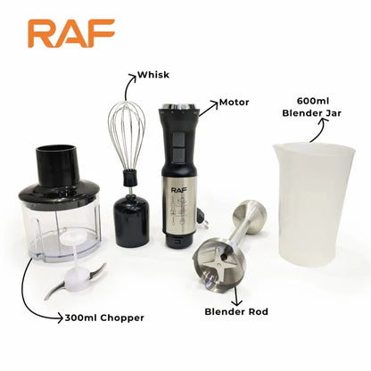 RAF 4-in-1 Hand Blender Set – Powerful 600W Stick Blender with Chopper & Whisk |