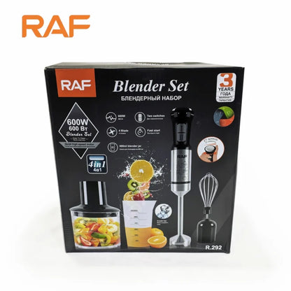 RAF 4-in-1 Hand Blender Set – Powerful 600W Stick Blender with Chopper & Whisk |