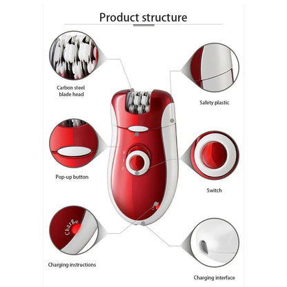 3-in-1 Portable Ladies Epilator & Shaver KM519A – Painless Hair Removal |