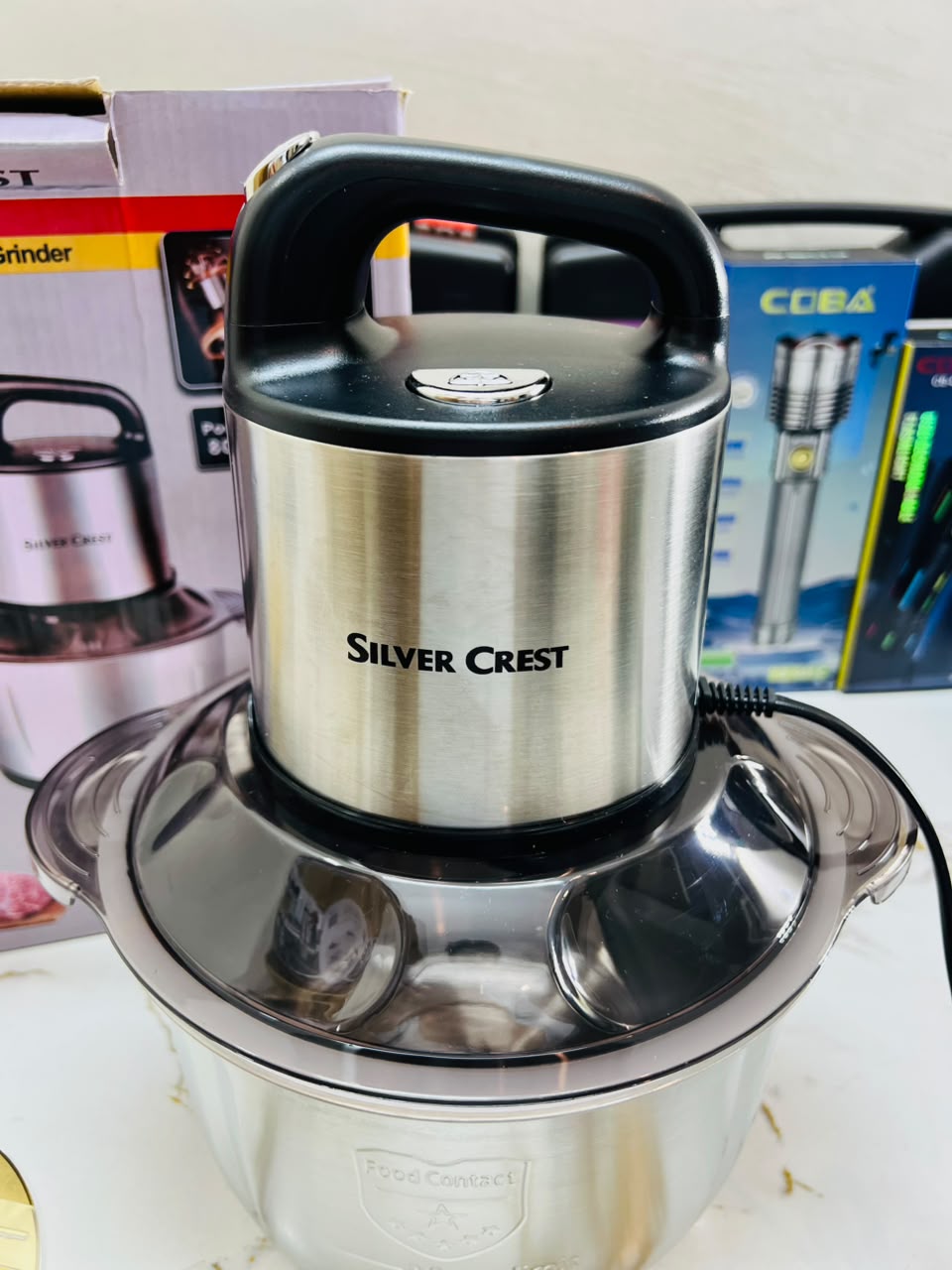 Silver Crest SC-3966 5L Stainless Steel Electric Meat Grinder – 6 Golden Blades, Safety Interlock & 1-Year Warranty