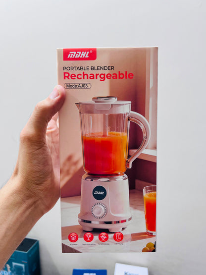 MDHL AJ03 Imported Portable Rechargeable Blender – Powerful 10-Leaf Steel Blade with Direct Drinking Straw