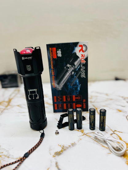 Ruilang RL-2406 Multifunction LED Flashlight with Digital Display | 18650 X4 Lithium Battery