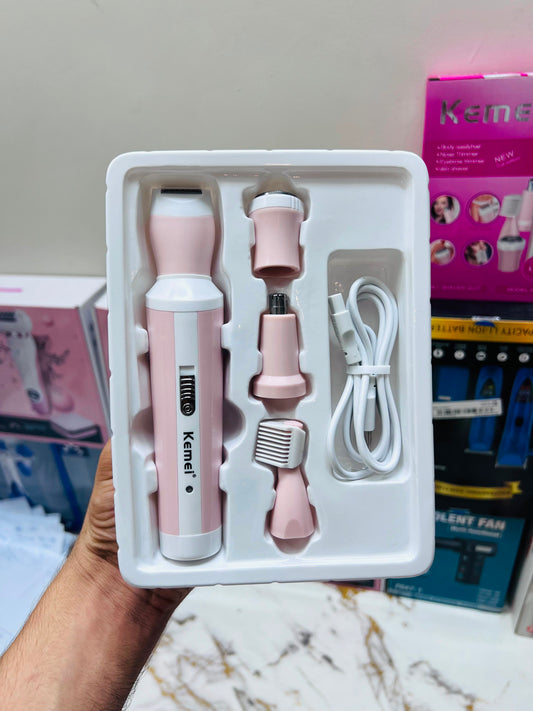 Kemei KM-3024 4-in-1 Grooming Kit – Body Hair, Nose & Eyebrow Trimmer + Skin Shaver | New Full Edition