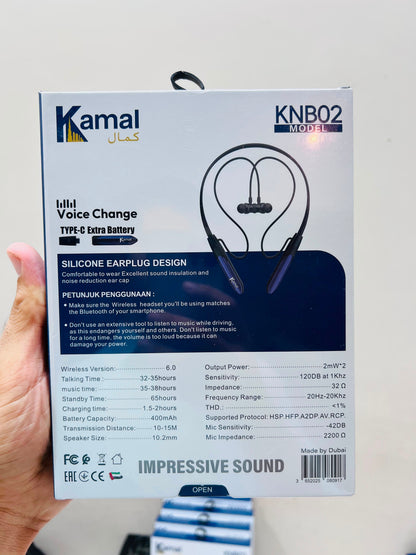 KAMAL KNB02 Wireless Stereo Earphones – High-Quality Sound, Phone Calls & 35 music Battery